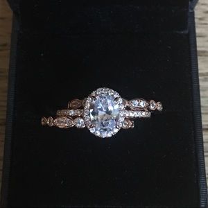 ❤️3pcs Rose Gold Engagement Ring Wedding Bands Set wedding jewelry with box